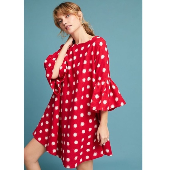 anthropologie Dresses & Skirts - Anthropologie Spotted Bell-Sleeve Swing Dress